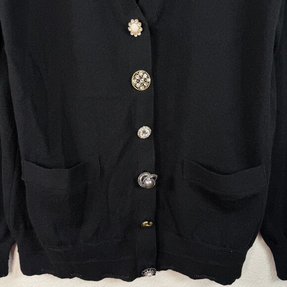 MARC JACOBS The Jewelled Button Cardigan Black SIZE XS Wool Cashmere Sweater - Picture 4 of 16